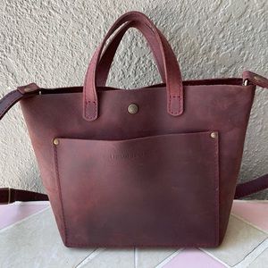 Portland Leather Goods mini crossbody in Merlot GUC